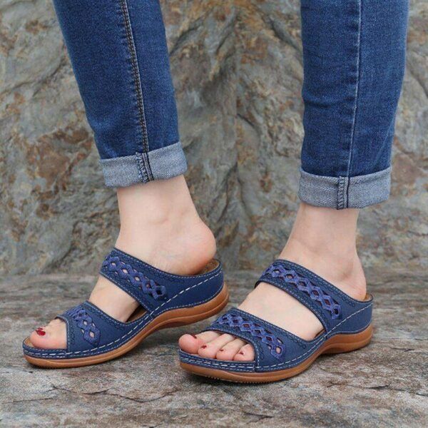 Uniqcomfy™ Premium Arch-support Orthopedic Faux Leather Embroidery Women Sandals