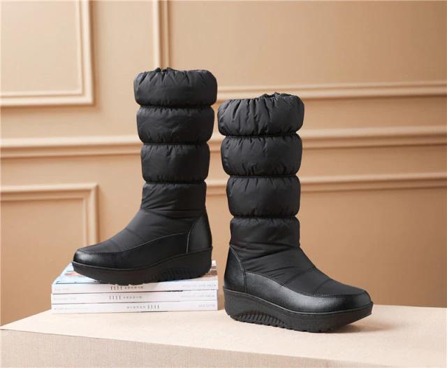 Women Snow Boots with Zipper Wide Calf Boots For Women