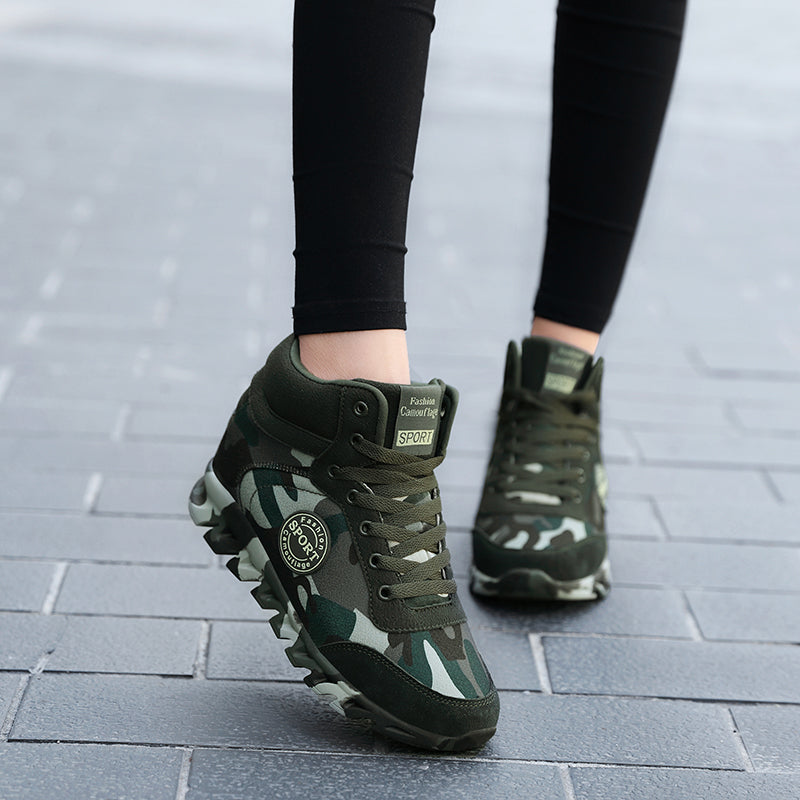 Army Print Heel Sneakers For Women