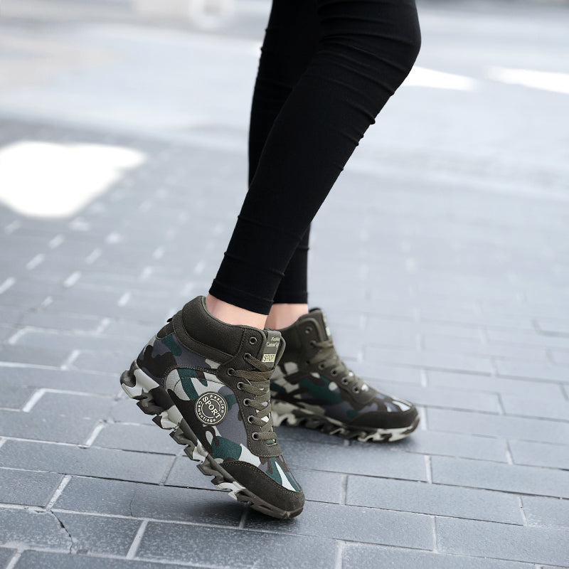 Army Print Heel Sneakers For Women