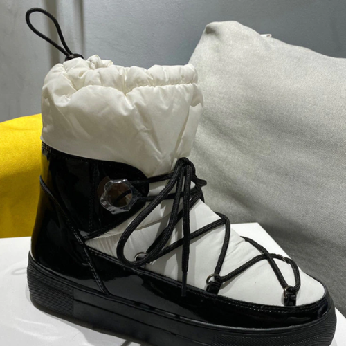 Cross-Tied Elastic Band Snow Boots