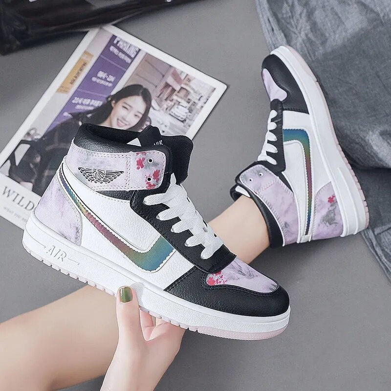 High Top Flat Sneakers For Women
