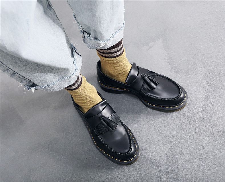 Retro Black Leather Loafers