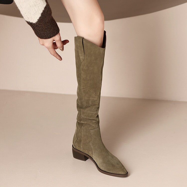 Suede Knee High Boots For Women