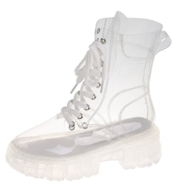 Transparent Thick Waterproof Ankle Boots