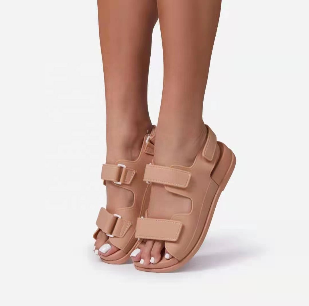 Flat Open Round Toe Buckle Sandals